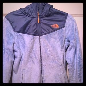 The North Face size small baby blue hooded jacket
